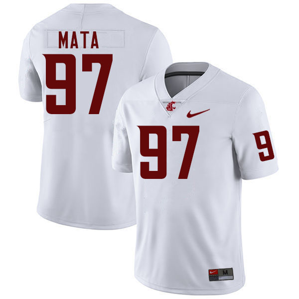 Men #97 Aden Mata Washington State Cougars College Football Jerseys Stitched-White